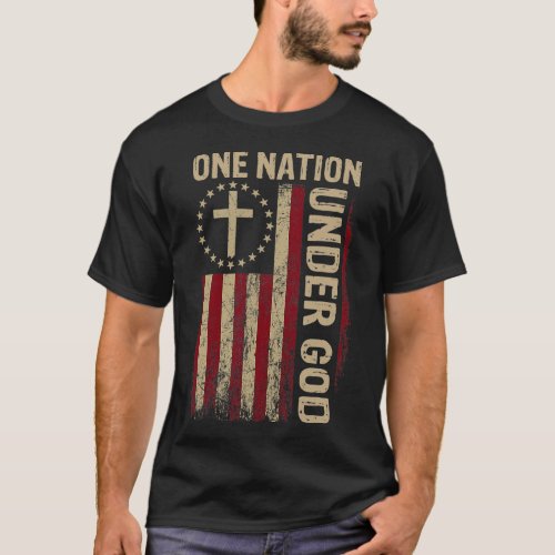 One Nation Under God Flag 4th Of July Patriotic Ch T_Shirt