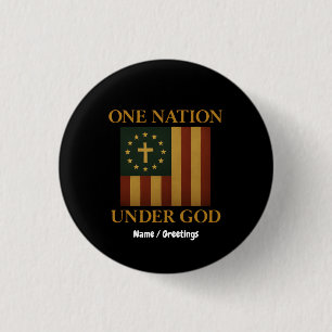 One Nation Under God Flag Patriotic Christian Button