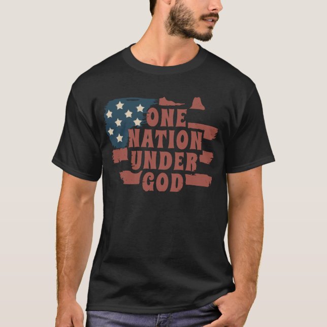 One nation under god in rustic flag map T-Shirt (Front)