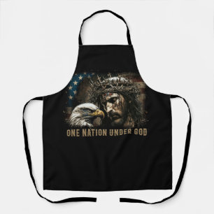 One Nation Under God Jesus Christian Eagle America Apron