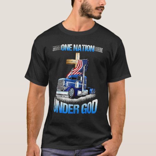 One Nation Under God Jesus Cross Usa Flag Truck Ch T_Shirt