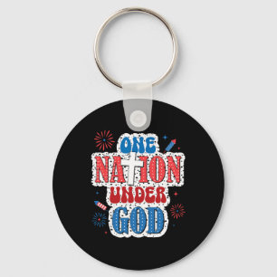 One Nation Under God Patriotic 4th Of July Keychain