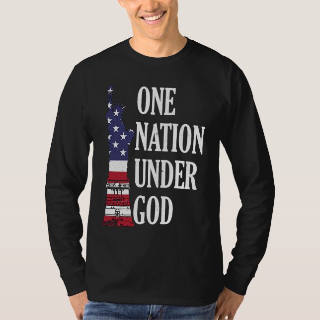 One Nation Under God Patriotic American T-Shirt (Front)