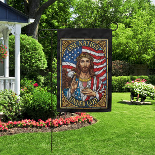 One Nation Under God Patriotic Christian Jesus Garden Flag