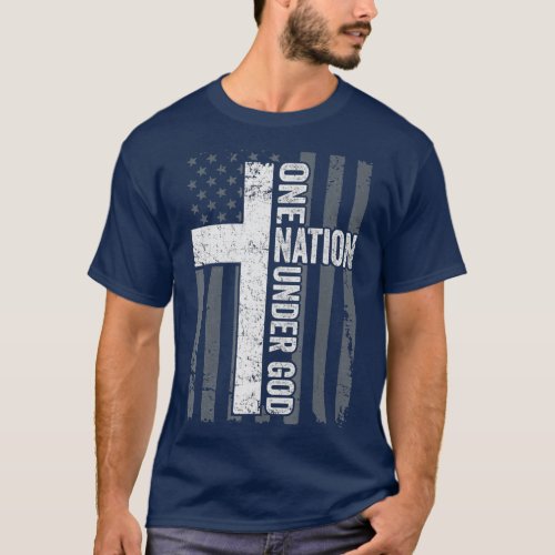 ONE NATION UNDER GOD  Patriotic Christian USA T_Shirt