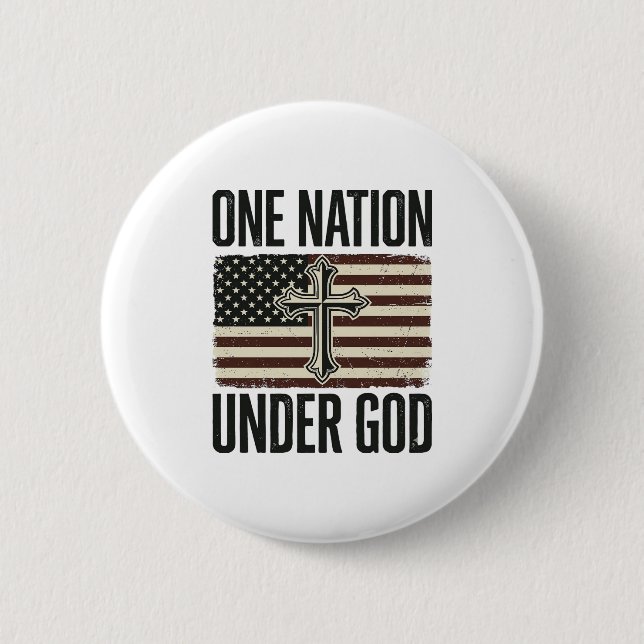 One Nation Under God Patriotic Cross Button (Front)