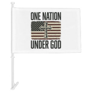 One Nation Under God Patriotic Cross Car Flag