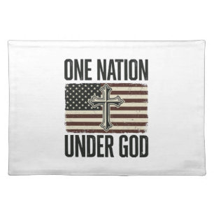 One Nation Under God Patriotic Cross Cloth Placemat