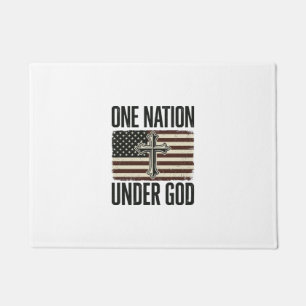 One Nation Under God Patriotic Cross Doormat