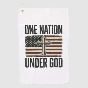 One Nation Under God Patriotic Cross Golf Towel