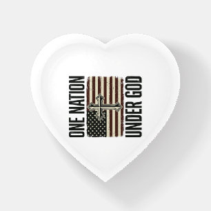 One Nation Under God Patriotic Cross Paperweight