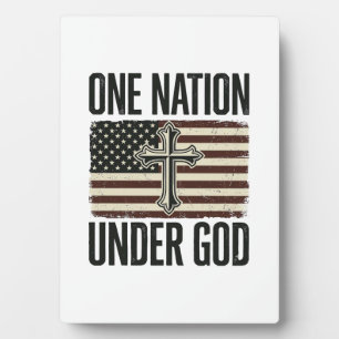One Nation Under God Patriotic Cross Plaque
