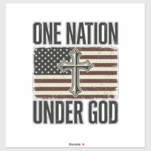 One Nation Under God Patriotic Cross Sticker