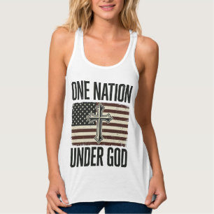 One Nation Under God Patriotic Cross Tank Top