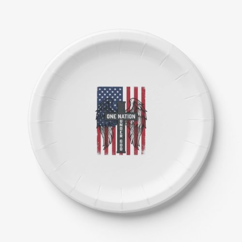 One Nation Under God Patriotic Cross Wings Shirt_1 Paper Plates