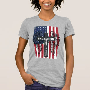 One Nation Under God Patriotic Cross Wings Shirt_1 T-Shirt