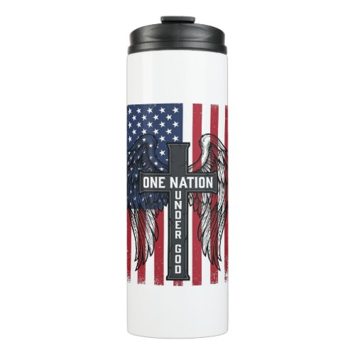 One Nation Under God Patriotic Cross Wings Shirt_1 Thermal Tumbler