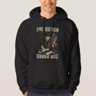 One Nation Under God Patriotic Eagle USA Flag Desi Hoodie