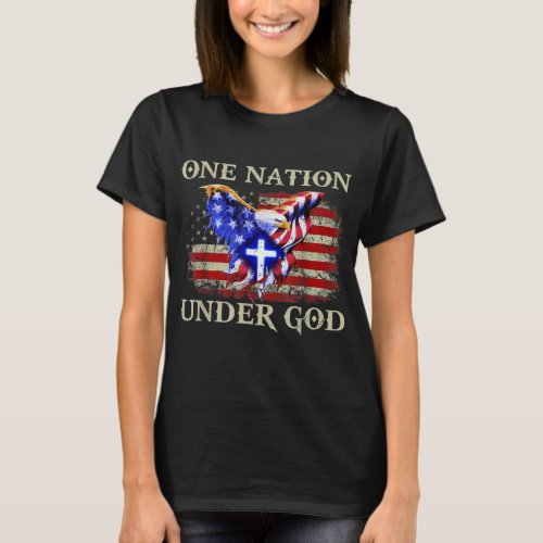 one nation under god patriotic usa christian T_Shirt