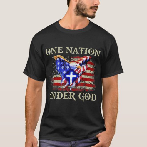 one nation under god patriotic usa christian T_Shirt