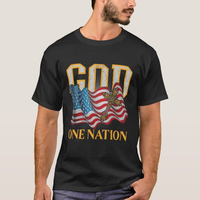 One Nation Under God Pledge Of Allegiance Usa Flag T-Shirt (Front)