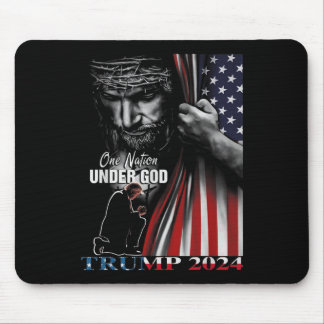 One Nation Under God Trump 2024 God American Flag Mouse Pad