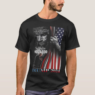 One Nation Under God Trump 2024 God American Flag T-Shirt