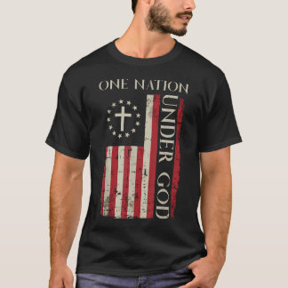 One Nation Under God Us Flag 4Th Of July T-Shirt