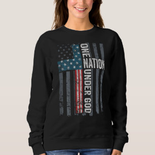 One Nation Under God Usa Cross Flag Christian On B Sweatshirt