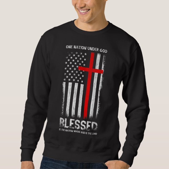 One Nation under God USA Patriot Veteran Chrisiani Sweatshirt (Front)
