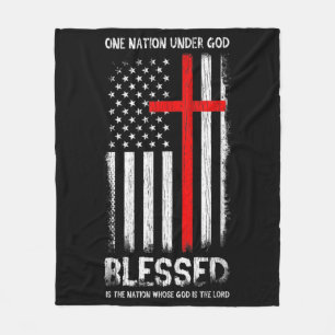 One Nation under God USA Patriot Veteran Fleece Blanket