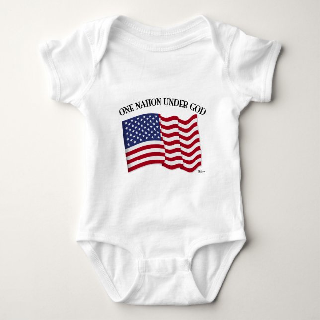 One Nation Under God with US flag Baby Bodysuit (Front)