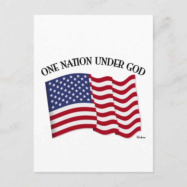 One Nation Under God with US flag Postcard (Front)