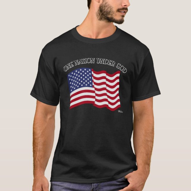 One Nation Under God with US flag T-Shirt (Front)