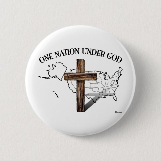 One Nation Under God with US outline Button (Front)