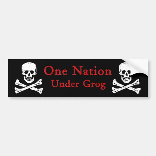 One Nation Under Grog Bumpersticker red ltr Bumper Sticker
