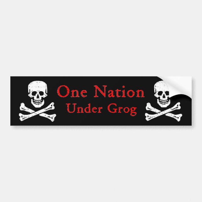 One Nation Under Grog Bumpersticker (red ltr) Bumper Sticker (Front)