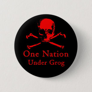 One Nation Under Grog button (red skull)