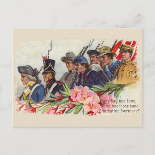 One Nation Vintage Patriotic Postcard