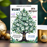 Black and Gold Money Birthday Party Invitation