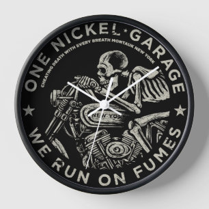 One Nickel Garage. We run on fumes Wall Clock v1