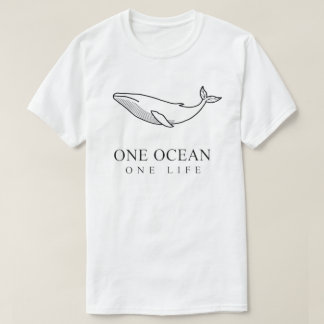 *One Ocean One Life - Minimalist Whale Line Art T- T-Shirt