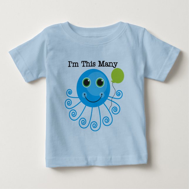 One Octopus I'm This Many Birthday Baby T-Shirt (Front)