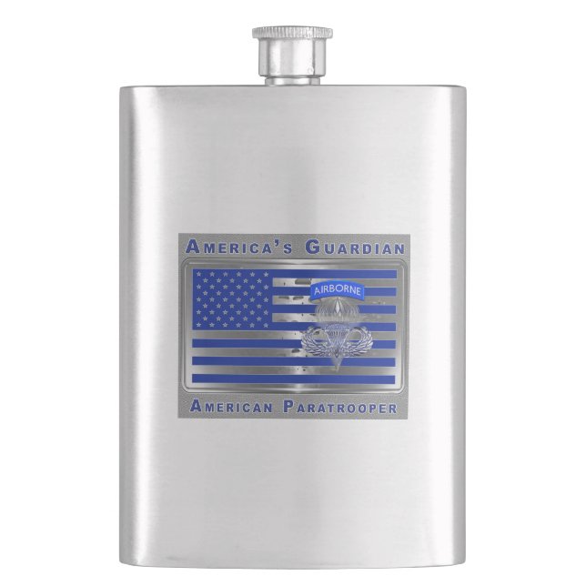 “One of a Kind” American Paratrooper Flag Flask (Front)