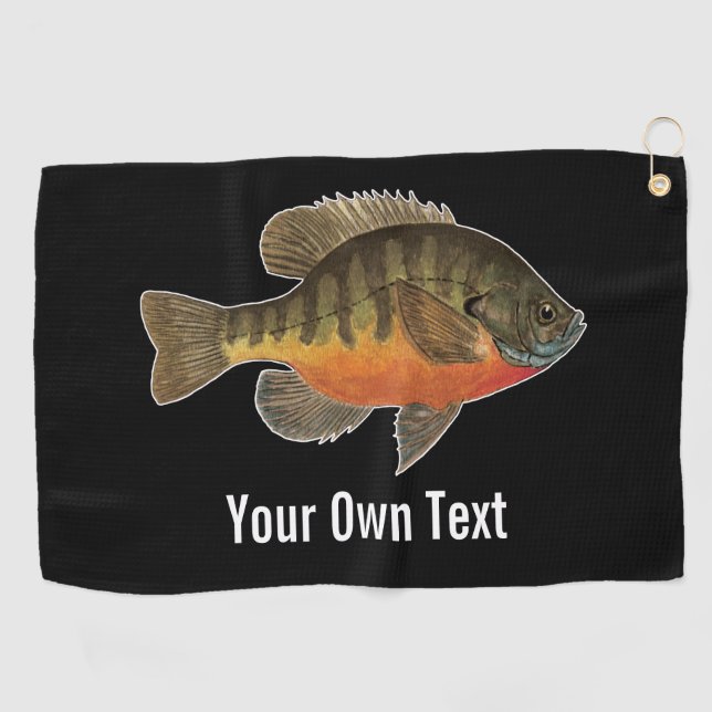 One-of-a-Kind Bluegill Bream Fisherman Fisherwoman Golf Towel (Horizontal)