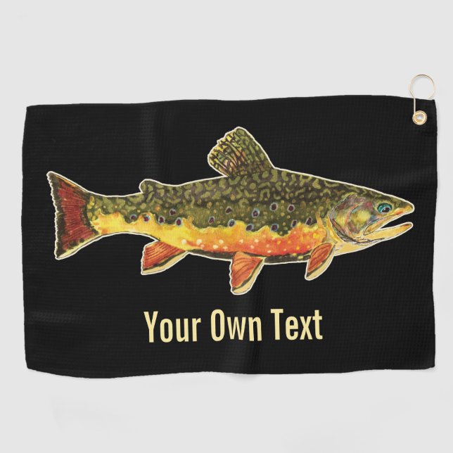 One-of-a-Kind Brook Trout Fly Fishing Angler's Golf Towel (Horizontal)