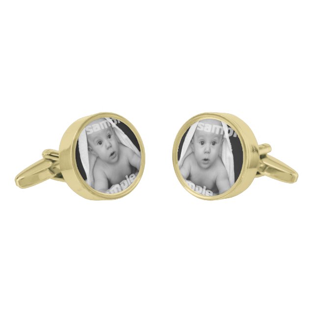 One Of A Kind Easy Customizable Personalized Gold Cufflinks (Angled)