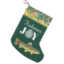 FISHmas JOY Rainbow Trout Fly Fishing Small Christmas Stocking