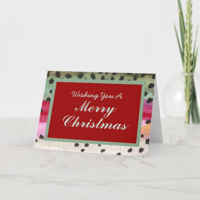 One of a Kind Fly Fishing Trout Skin Christmas Holiday Card (Front)