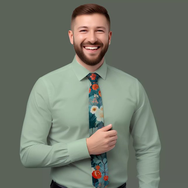 One-of-a-Kind Hand-Painted Floral Tie (Creator Uploaded)